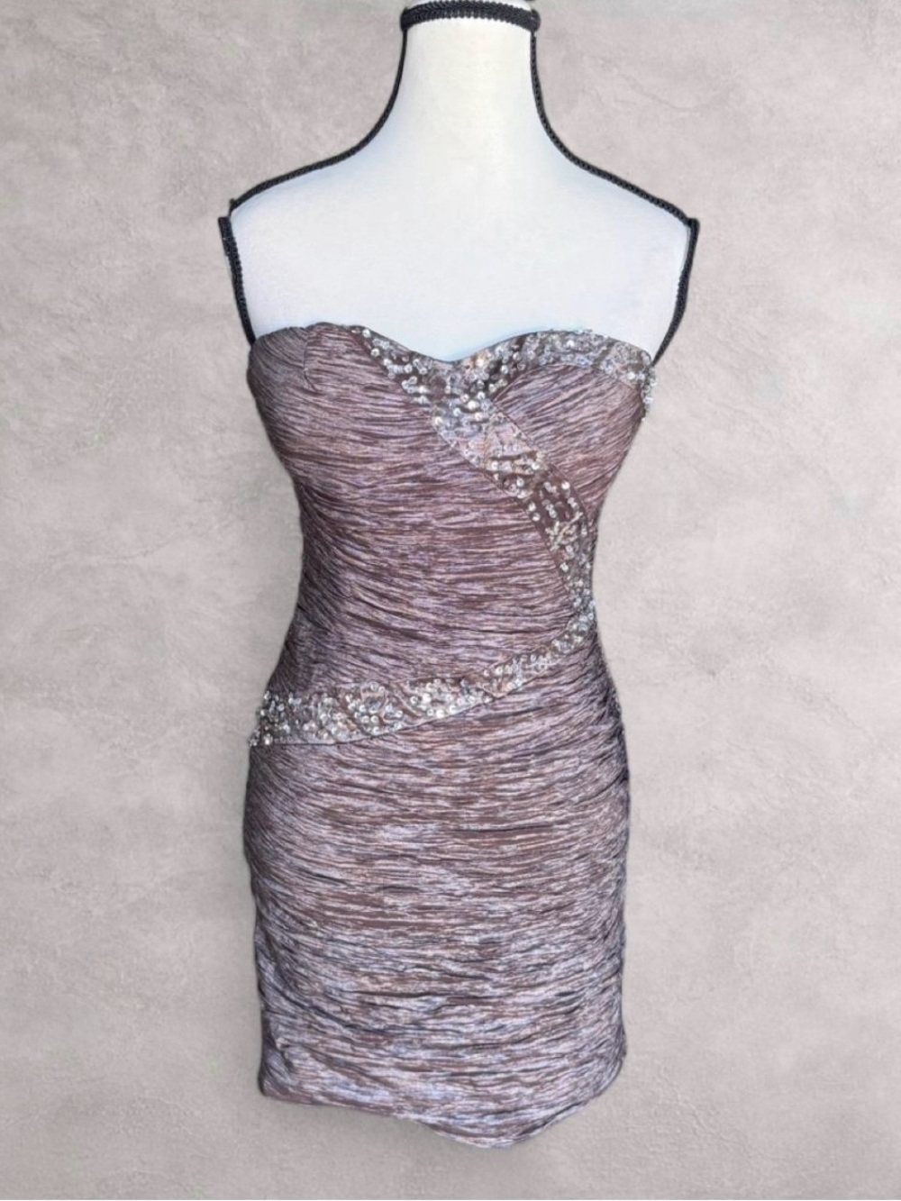 Daisy Beaded Strapless Mini Bodycon Dress - Small
